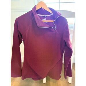 Calvin Klein Pullover Top Women's Small Fleece Mock Zip Neck Merlot Purple S